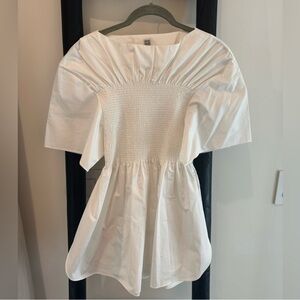 Toteme White Smocked Top